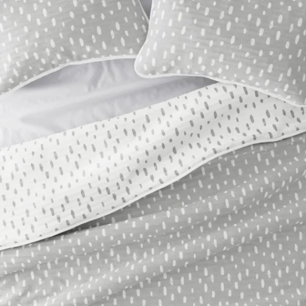 Quilts-Kirkland's Home Gray Dotted Reversible 3-Pc. Queen Quilt Set Gray/White