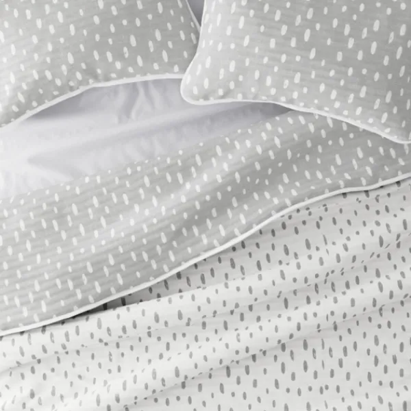 Quilts-Kirkland's Home Gray Dotted Reversible 3-Pc. Queen Quilt Set Gray/White