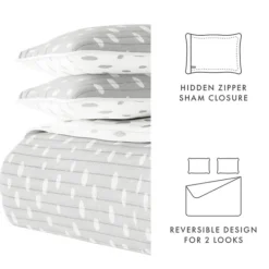 Quilts-Kirkland's Home Gray Dotted Reversible 3-Pc. King Quilt Set Gray/White