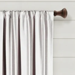 Curtains & Drapes-Kirkland's Home Gray Farmhouse Stripe Curtain Panels, Set Of 2 White/Gray