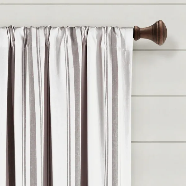 Curtains & Drapes-Kirkland's Home Gray Farmhouse Stripe Curtain Panels, Set Of 2 White/Gray