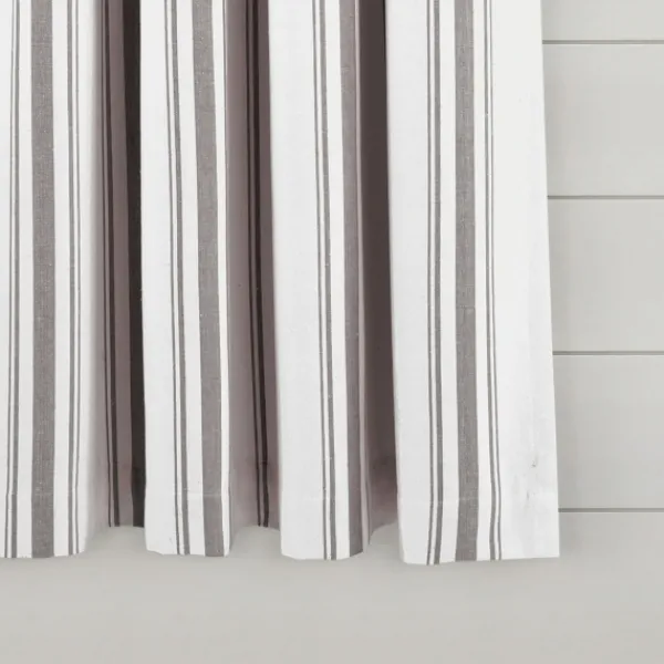 Curtains & Drapes-Kirkland's Home Gray Farmhouse Stripe Curtain Panels, Set Of 2 White/Gray