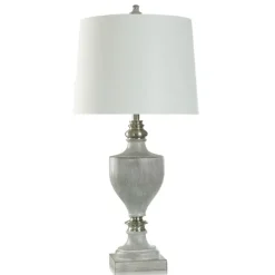 Table Lamps-Kirkland's Home Gray Faux Wood And Silver Table Lamp White