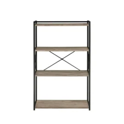 Bookshelves-Kirkland's Home Gray Finish X Frame Open Shelf Bookcase