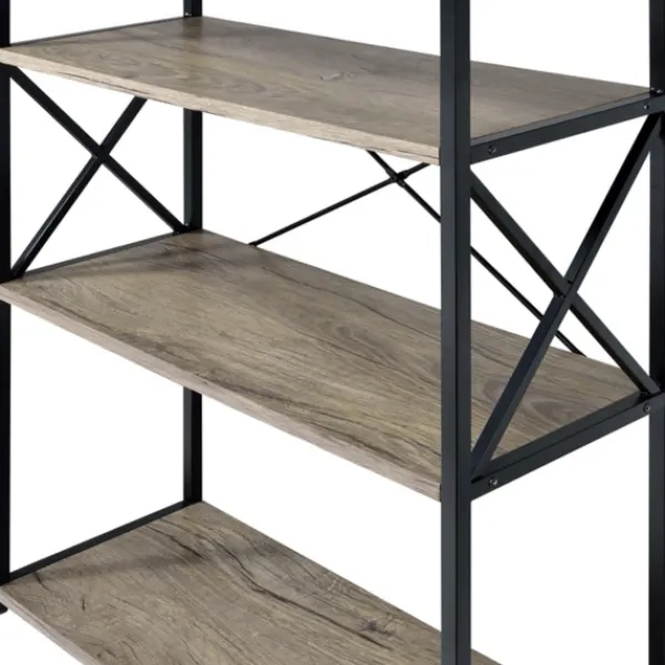 Bookshelves-Kirkland's Home Gray Finish X Frame Open Shelf Bookcase