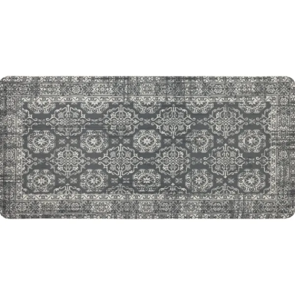 Kitchen & Floor Mats-Kirkland's Home Gray Floral Cushioned Kitchen Mat Gray/White