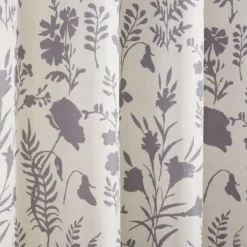 Curtains & Drapes-Kirkland's Home Gray Floral 2-Pc. Curtain Panel Set, 84 In. Gray/White