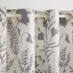 Curtains & Drapes-Kirkland's Home Gray Floral 2-Pc. Curtain Panel Set, 96 In. Gray/White