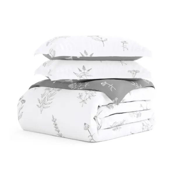 Duvets-Kirkland's Home Gray Floral Reversible 2-Pc. Twin Duvet Cover Set Gray/White