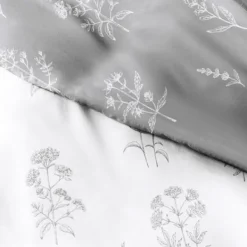 Duvets-Kirkland's Home Gray Floral Reversible 2-Pc. Twin Duvet Cover Set Gray/White