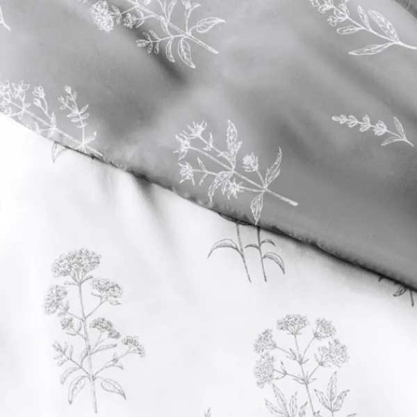 Duvets-Kirkland's Home Gray Floral Reversible 2-Pc. Twin Duvet Cover Set Gray/White