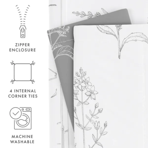 Duvets-Kirkland's Home Gray Floral Reversible 2-Pc. Twin Duvet Cover Set Gray/White