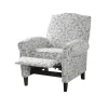 Accent Chairs-Kirkland's Home Gray Fretwork Orville Recliner Gray/White