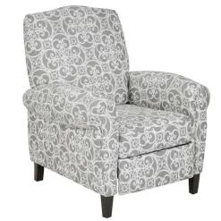 Accent Chairs-Kirkland's Home Gray Fretwork Orville Recliner Gray/White