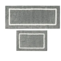 Bathroom Rugs-Kirkland's Home Gray Geometric Pattern Reversible Bath Mat, 34 In. Gray/White