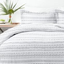Duvets-Kirkland's Home Gray Geometric 3-Pc. King Duvet Cover Set Gray/White