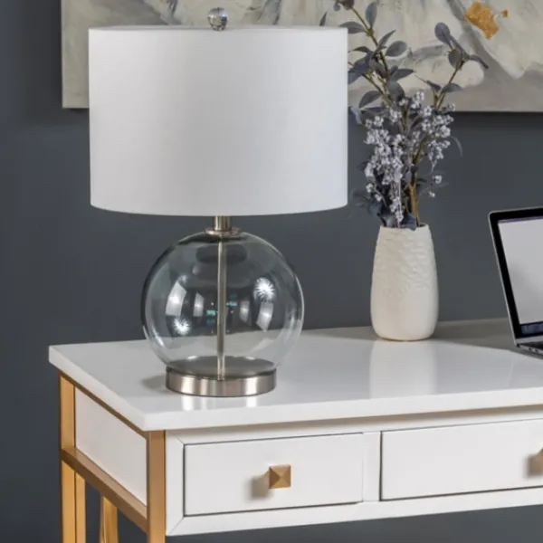 Table Lamps-Kirkland's Home Gray Glass Globe Table Lamp White