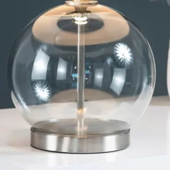 Table Lamps-Kirkland's Home Gray Glass Globe Table Lamp White