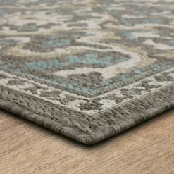 Outdoor Rugs-Kirkland's Home Gray Global Ikat Indoor/Outdoor Area Rug, 5X7 Blue/Gray