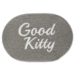 Kitchen & Floor Mats-Kirkland's Home Gray Good Kitty Pet Bowl Mat Gray/White