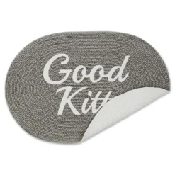 Kitchen & Floor Mats-Kirkland's Home Gray Good Kitty Pet Bowl Mat Gray/White