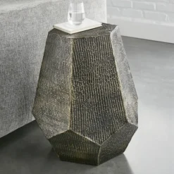 Accent & End Tables-Kirkland's Home Gray Hand-Stamped Iron Hexagon Accent Table