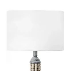 Table Lamps-Kirkland's Home Gray Iron And Rattan Beaded Table Lamp White