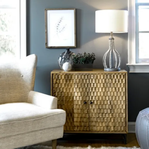 Table Lamps-Kirkland's Home Gray Iron And Rattan Beaded Table Lamp White