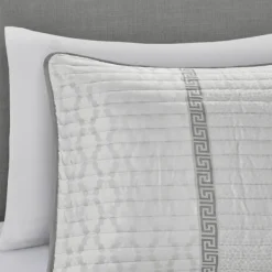 Bedspreads & Coverlets-Kirkland's Home Gray Jacquard Motif 4-Pc. Queen Coverlet Set Gray/White