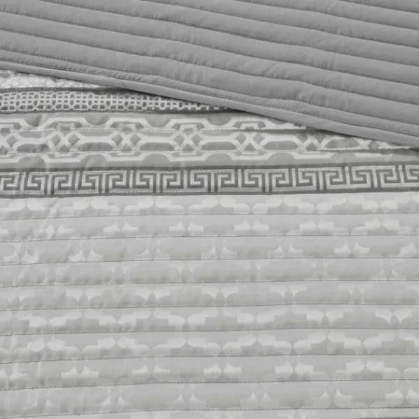 Bedspreads & Coverlets-Kirkland's Home Gray Jacquard Motif 4-Pc. Queen Coverlet Set Gray/White