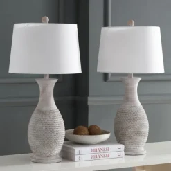 Table Lamps-Kirkland's Home Gray Jug Base Table Lamps, Set Of 2 White