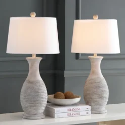 Table Lamps-Kirkland's Home Gray Jug Base Table Lamps, Set Of 2 White