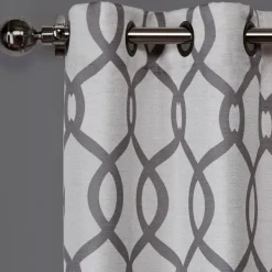 Curtains & Drapes-Kirkland's Home Gray Kenzie Curtain Panel Set, 96 In Gray/White