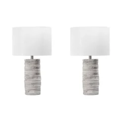 Table Lamps-Kirkland's Home Gray Layered Cylinder Table Lamp White