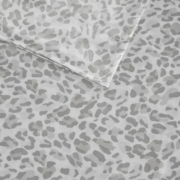Bed Sheets-Kirkland's Home Gray Leopard Satin Standard 2-Pc. Pillow Case Set White/Gray