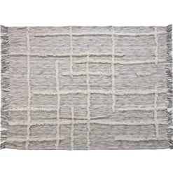 Blankets & Throws-Kirkland's Home Gray Line Work Throw Gray/Ivory