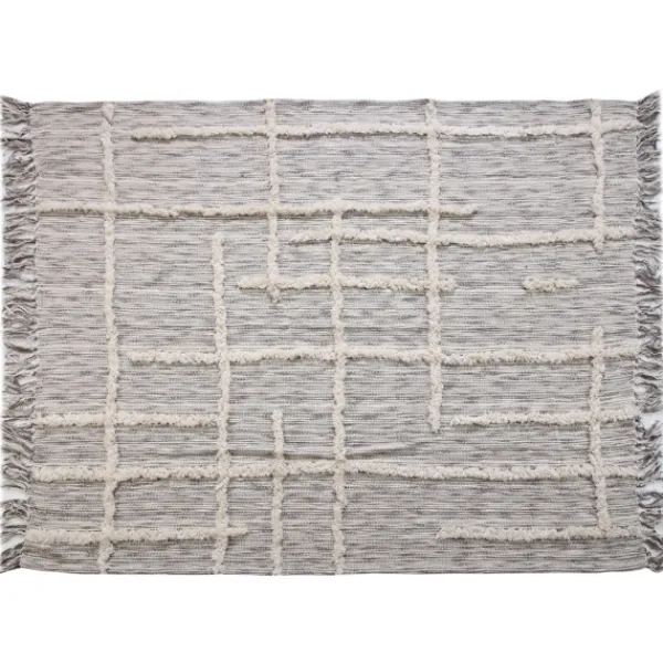 Blankets & Throws-Kirkland's Home Gray Line Work Throw Gray/Ivory