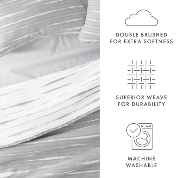 Quilts-Kirkland's Home Gray Linear Reversible 2-Pc. Twin Quilt Set Gray/White