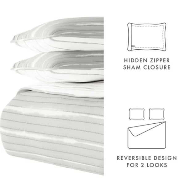 Quilts-Kirkland's Home Gray Linear Reversible 2-Pc. Twin Quilt Set Gray/White