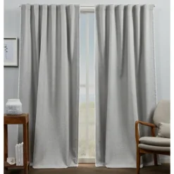 Curtains & Drapes-Kirkland's Home Gray Marl Blackout 2-Pc. Curtain Panel Set, 96 In. Gray/White