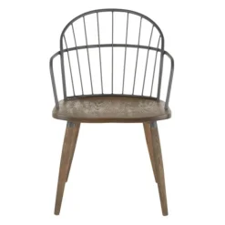 Dining Chairs-Kirkland's Home Gray Metal Spindle Back Dining Chairs, Set Of 2 Brown/Gray