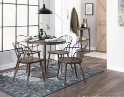 Dining Chairs-Kirkland's Home Gray Metal Spindle Back Dining Chairs, Set Of 2 Brown/Gray