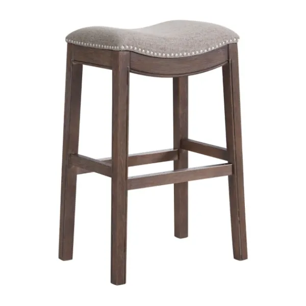 Bar Stools & Counter Height Stools-Kirkland's Home Gray Nailhead Trim Saddle Bar Stools, Set Of 2