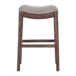 Bar Stools & Counter Height Stools-Kirkland's Home Gray Nailhead Trim Saddle Bar Stools, Set Of 2