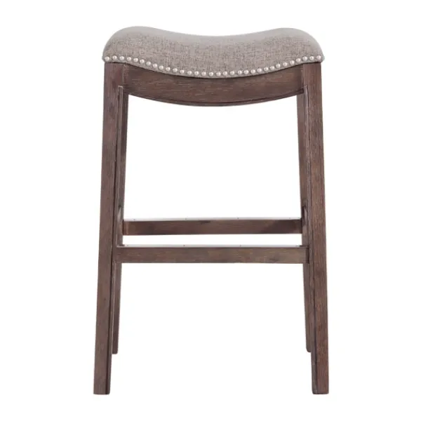 Bar Stools & Counter Height Stools-Kirkland's Home Gray Nailhead Trim Saddle Bar Stools, Set Of 2