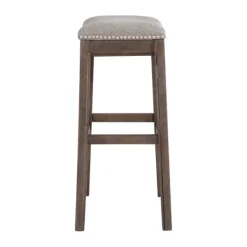 Bar Stools & Counter Height Stools-Kirkland's Home Gray Nailhead Trim Saddle Bar Stools, Set Of 2
