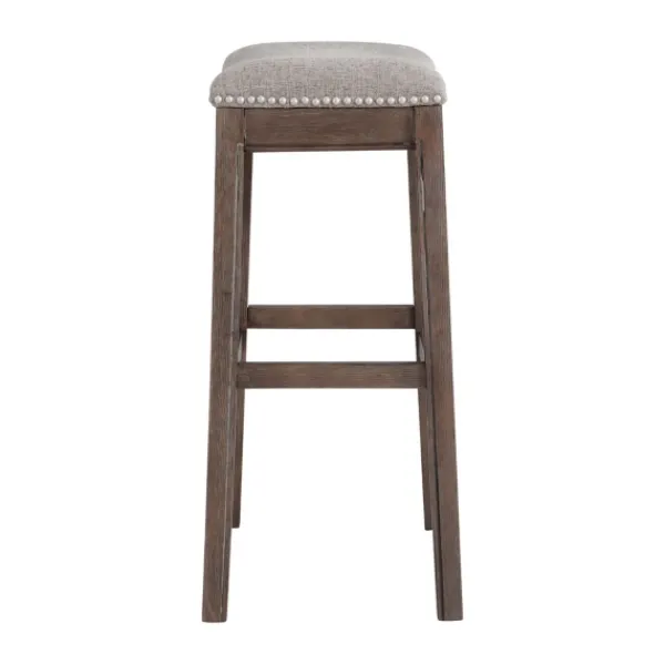 Bar Stools & Counter Height Stools-Kirkland's Home Gray Nailhead Trim Saddle Bar Stools, Set Of 2