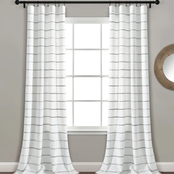 Curtains & Drapes-Kirkland's Home Gray Ombre Stripe Curtain Panel Set, 84 In. Gray/White