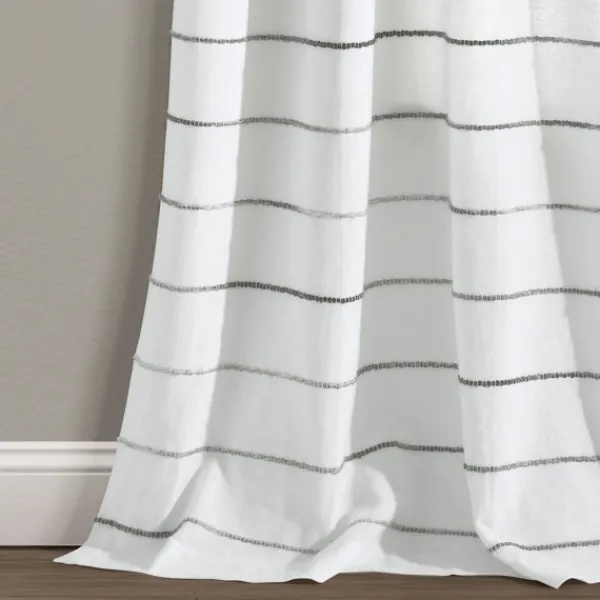 Curtains & Drapes-Kirkland's Home Gray Ombre Stripe Curtain Panel Set, 84 In. Gray/White