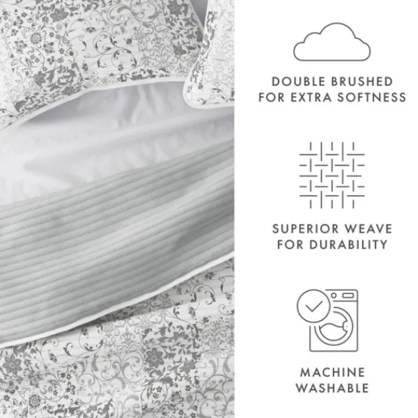 Quilts-Kirkland's Home Gray Patchwork Reversible 2-Pc. Twin Quilt Set Gray/White